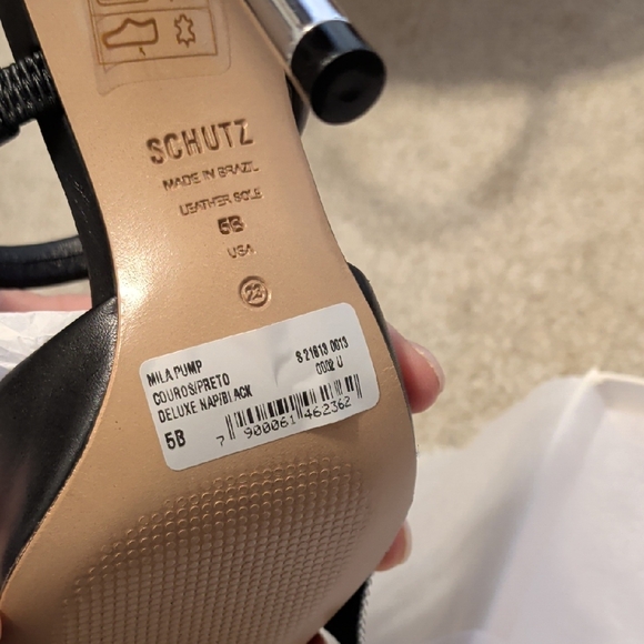 SCHUTZ Black Heels with Silver Bow - Picture 2 of 7